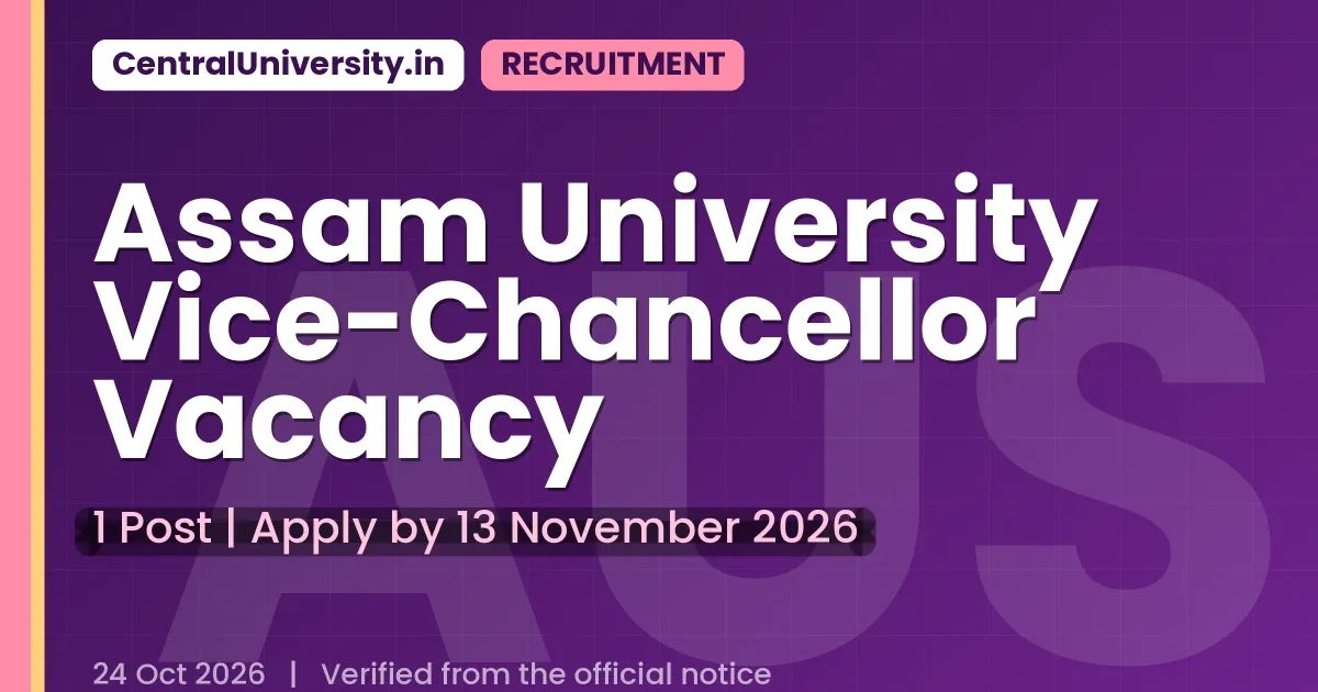 Assam University Vice-Chancellor Vacancy