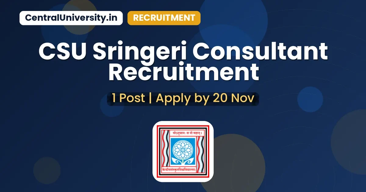 CSU Sringeri Consultant Recruitment