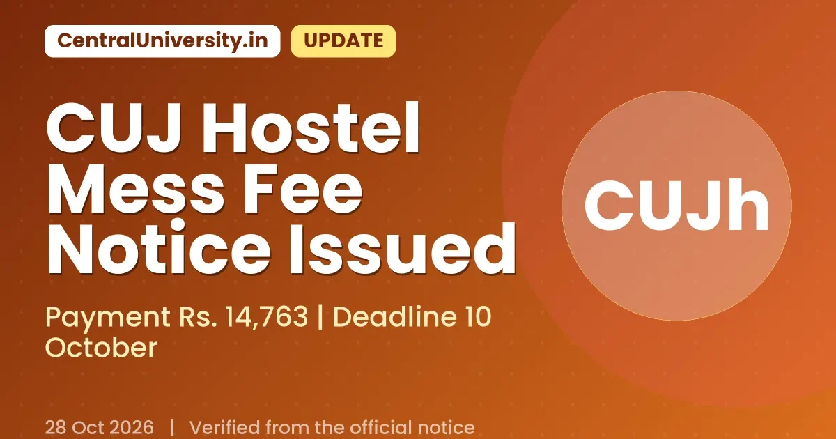 CUJ Hostel Mess Fee Notice Issued