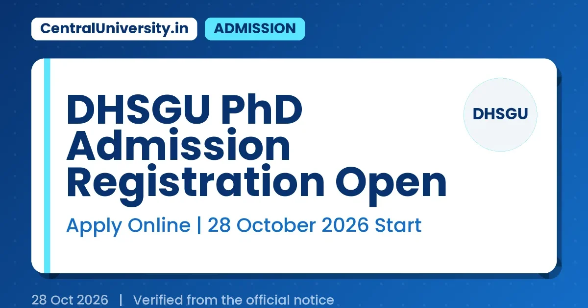 DHSGU PhD Admission Registration Open