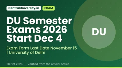 DU Semester Exams 2026 Start Dec 4