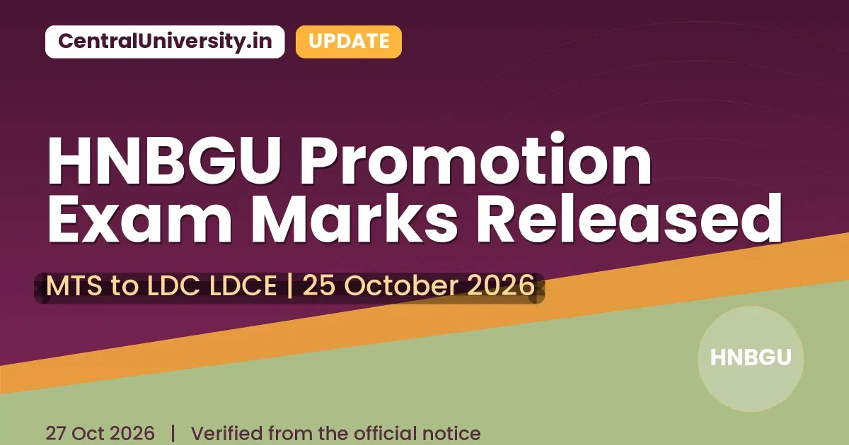 HNBGU Promotion Exam Marks Released