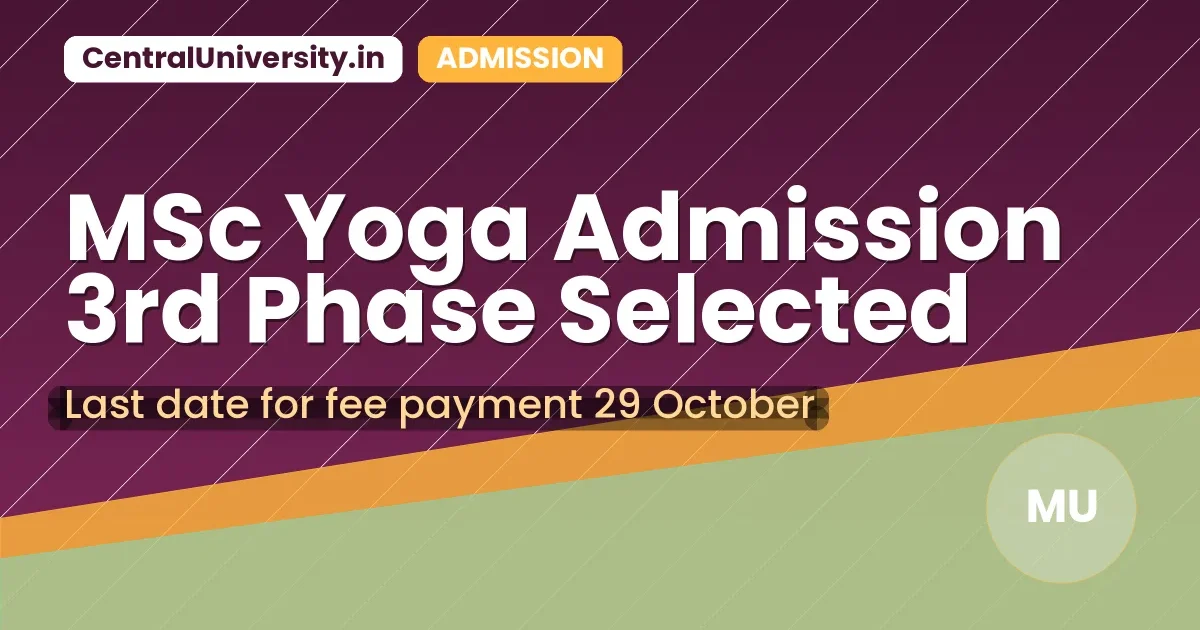 MSc Yoga Admission 3rd Phase Selected