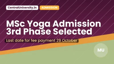 MSc Yoga Admission 3rd Phase Selected