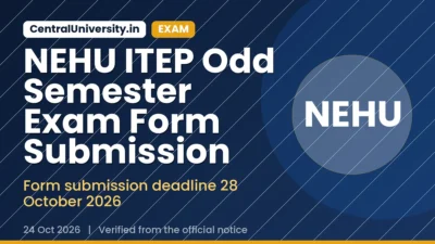 NEHU ITEP Odd Semester Exam Form Submission