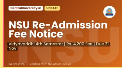 NSU Re-Admission Fee Notice