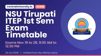 NSU Tirupati ITEP 1st Sem Exam Timetable